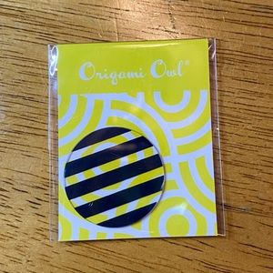 Origami Owl Large Locket Navy Striped Plate NWT